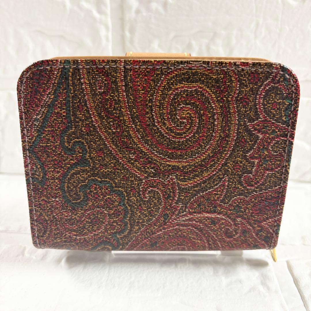 極美品✨️ETRO 二つ折り財布 ペイズリー柄 レザー コンパクトウォレット