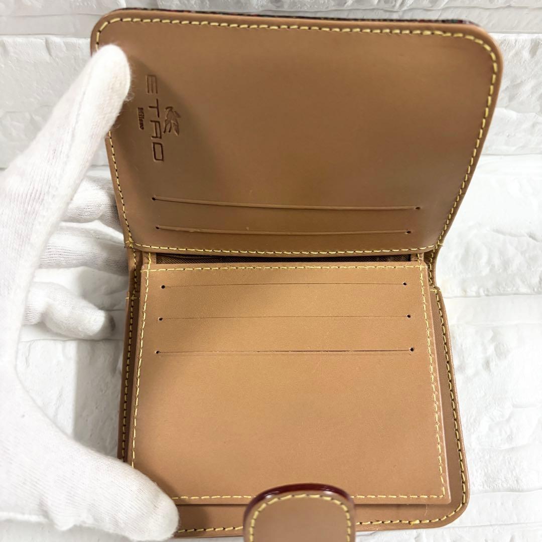 極美品✨️ETRO 二つ折り財布 ペイズリー柄 レザー コンパクトウォレット