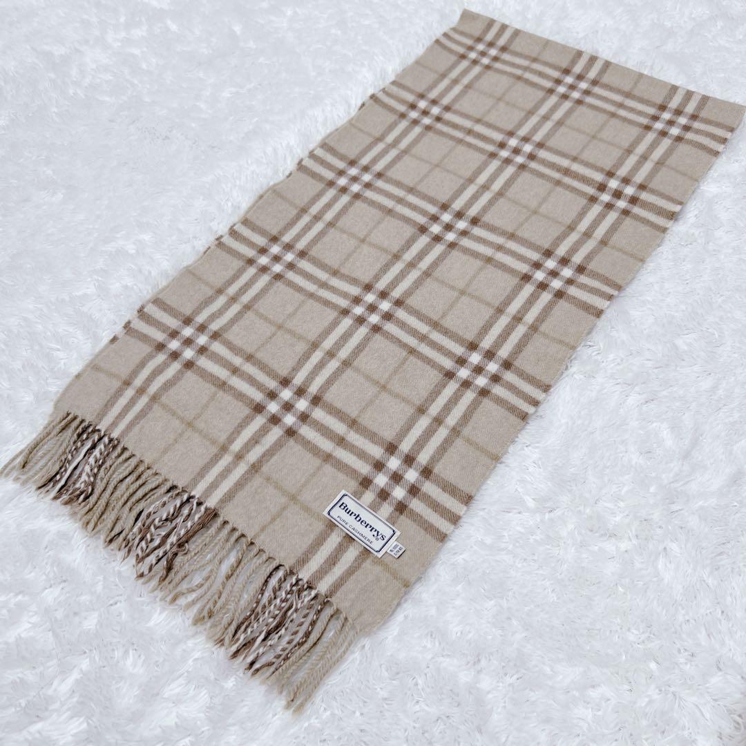 【希少】Burberry's マフラー チェック　ベージュ　カシミヤ100%