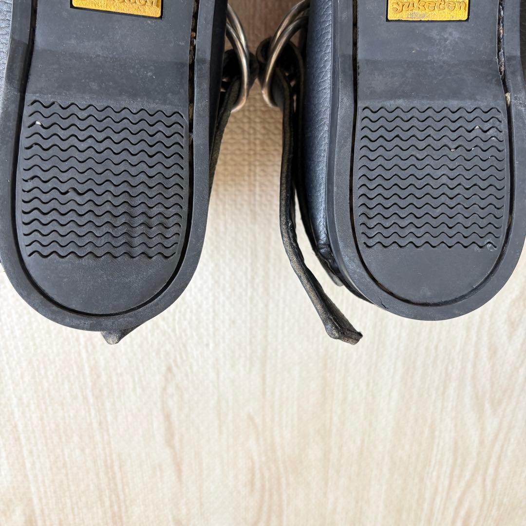 良品 ユケテン ダブルリングベルト モカシン レザーシューズ 黒 約27cm
