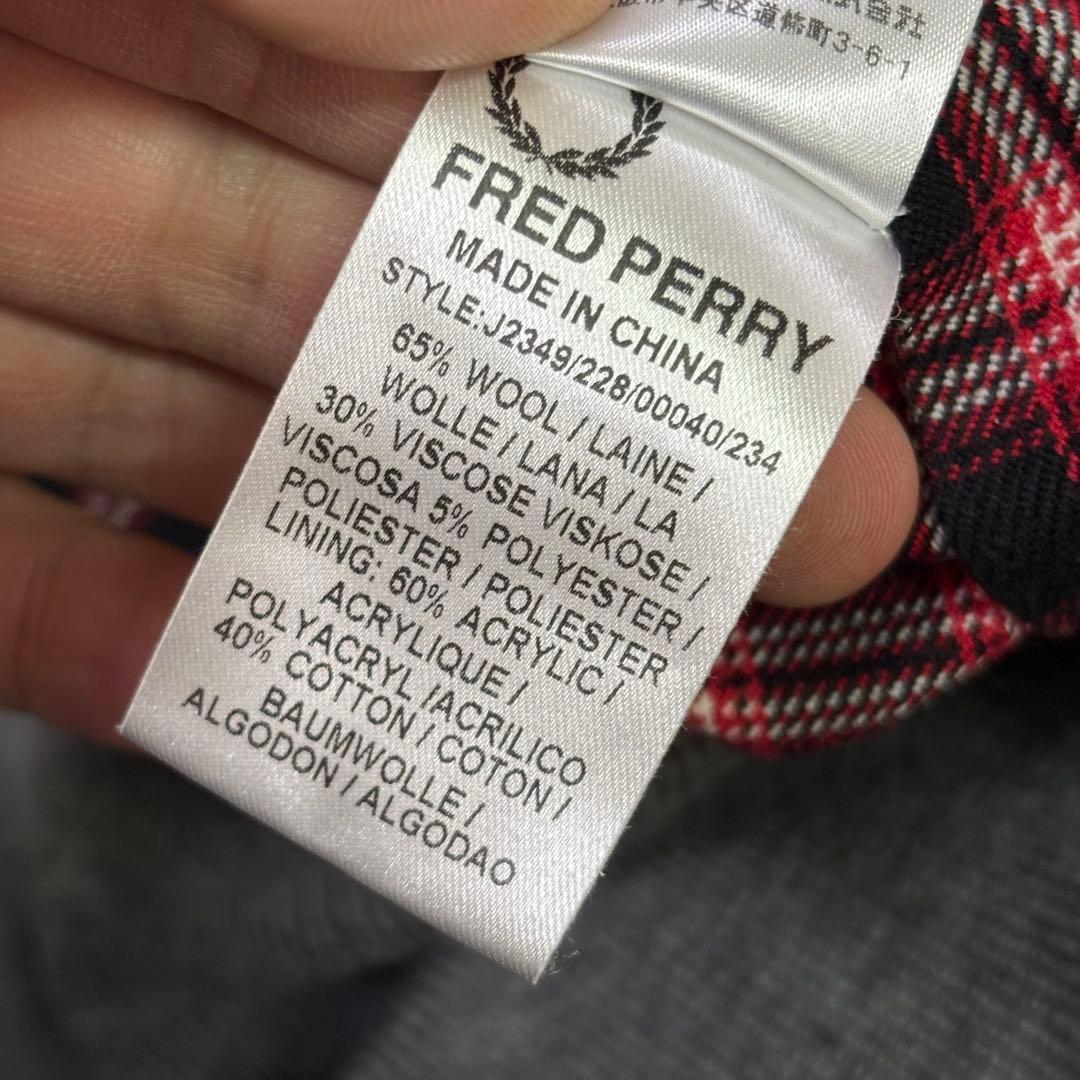 美品　FRED PERRY グレー スイングトップ　ウール　ジャンパー Sサイズ
