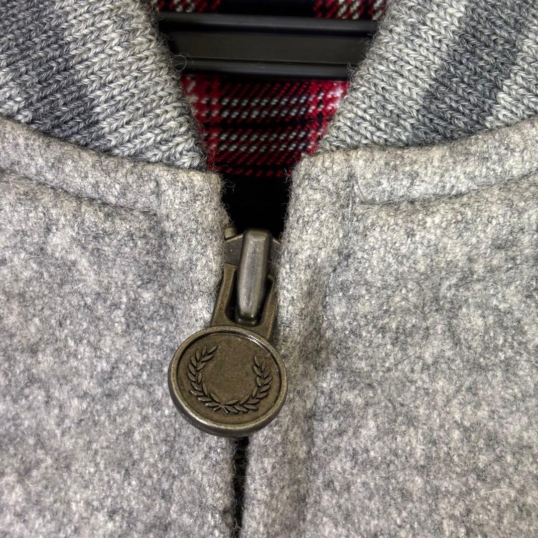 美品　FRED PERRY グレー スイングトップ　ウール　ジャンパー Sサイズ