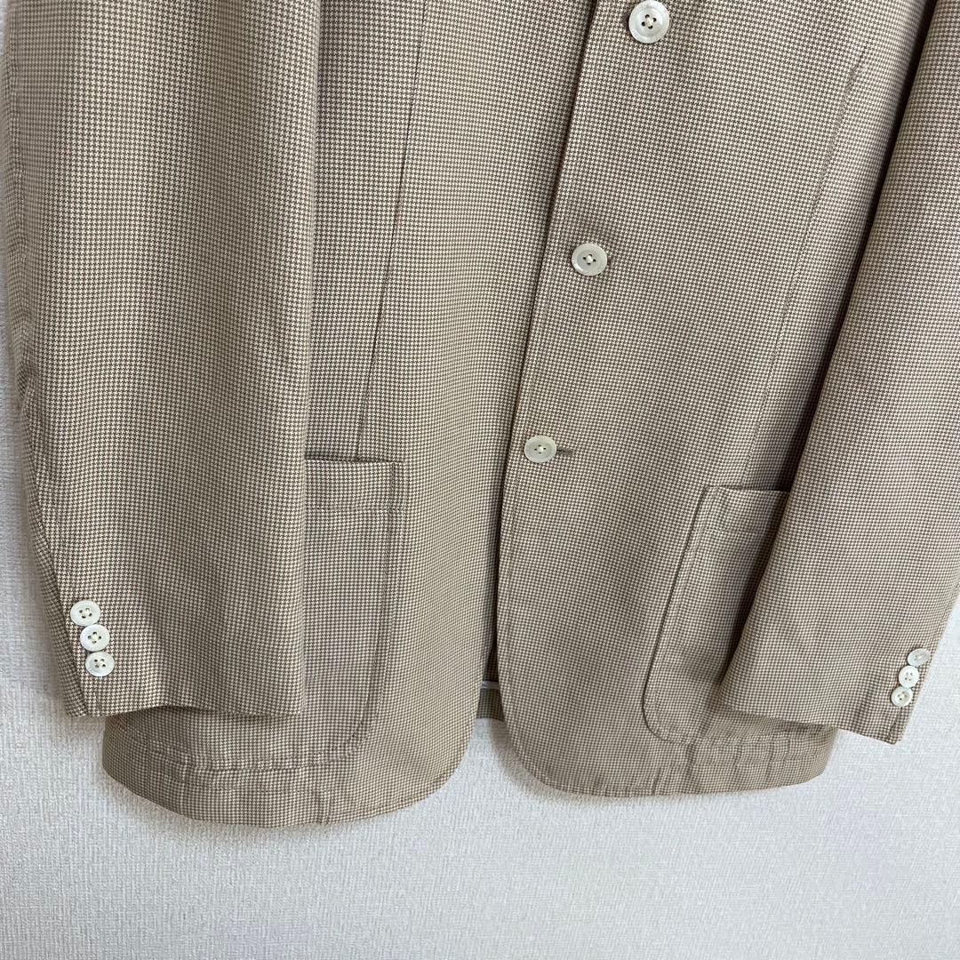 美品 BURBERRY ジャケット ベージュ 千鳥格子 麻 綿 シルク混 LL