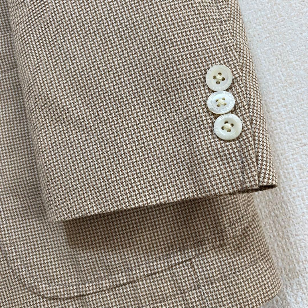 美品 BURBERRY ジャケット ベージュ 千鳥格子 麻 綿 シルク混 LL