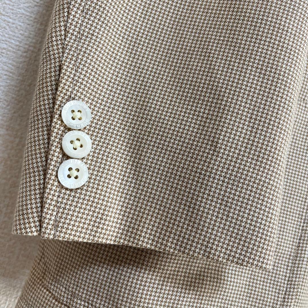 美品 BURBERRY ジャケット ベージュ 千鳥格子 麻 綿 シルク混 LL