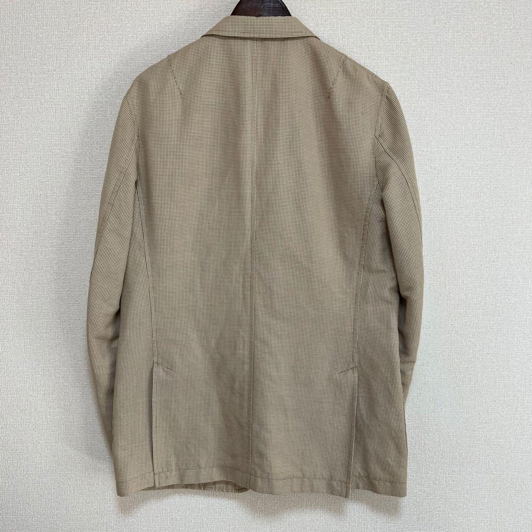 美品 BURBERRY ジャケット ベージュ 千鳥格子 麻 綿 シルク混 LL