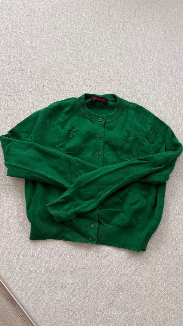 CABaN コットンカシミヤ クルーネックカーディガン　グリーン