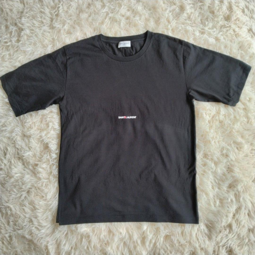 美品✨サンローラン　パリ　Tシャツ　ブラック　黒　ロゴ　クルーネック　メンズ