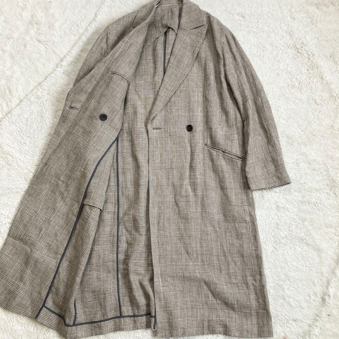 極美品・近年✨ドゥーズィエムクラス　Glen Check coat　リネン100