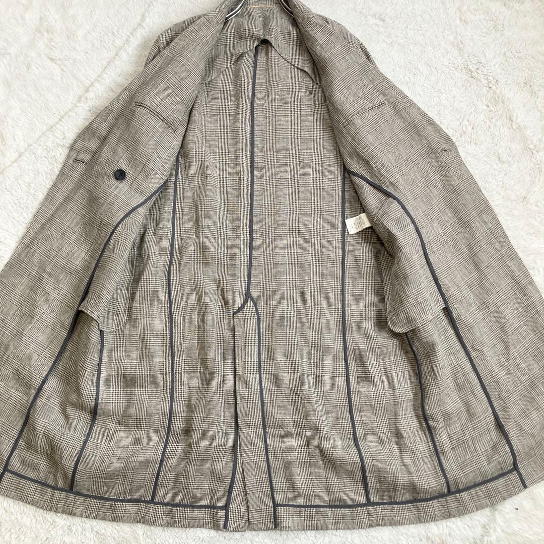 極美品・近年✨ドゥーズィエムクラス　Glen Check coat　リネン100