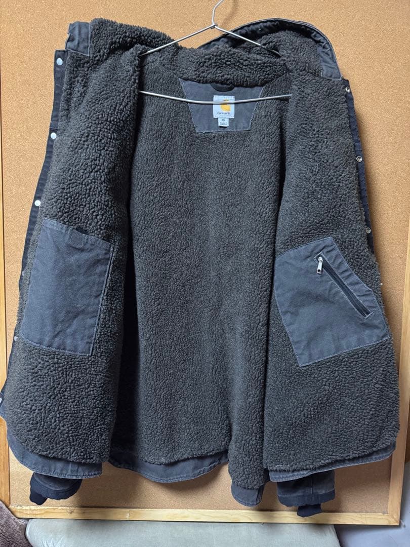 カーハート ダックジャケット メキシコ製 裏ボア 革タグ ブラック 3XL 良品