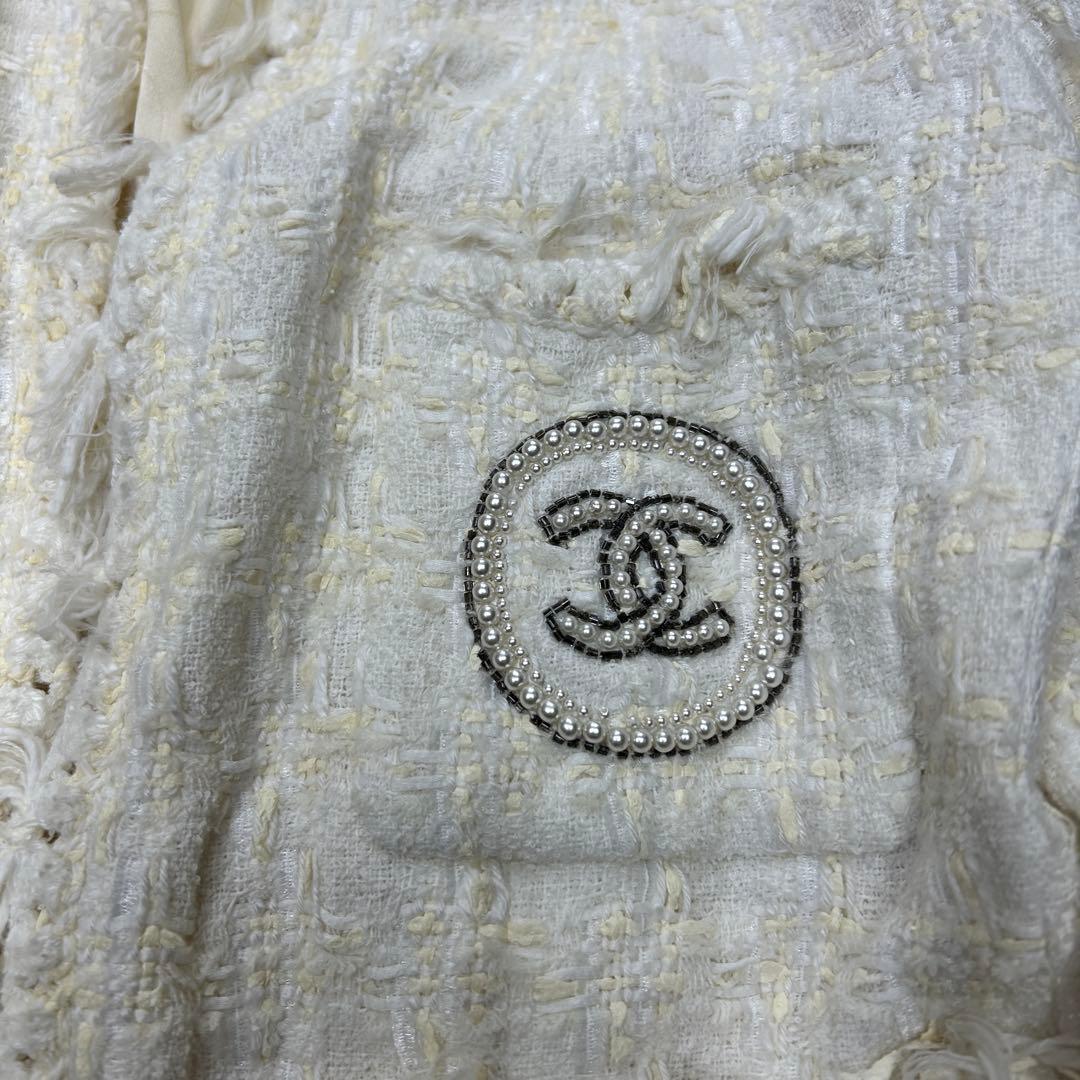 銀座店限定 CHANEL シャネル ツイード ジャケット ココマーク アイボリー