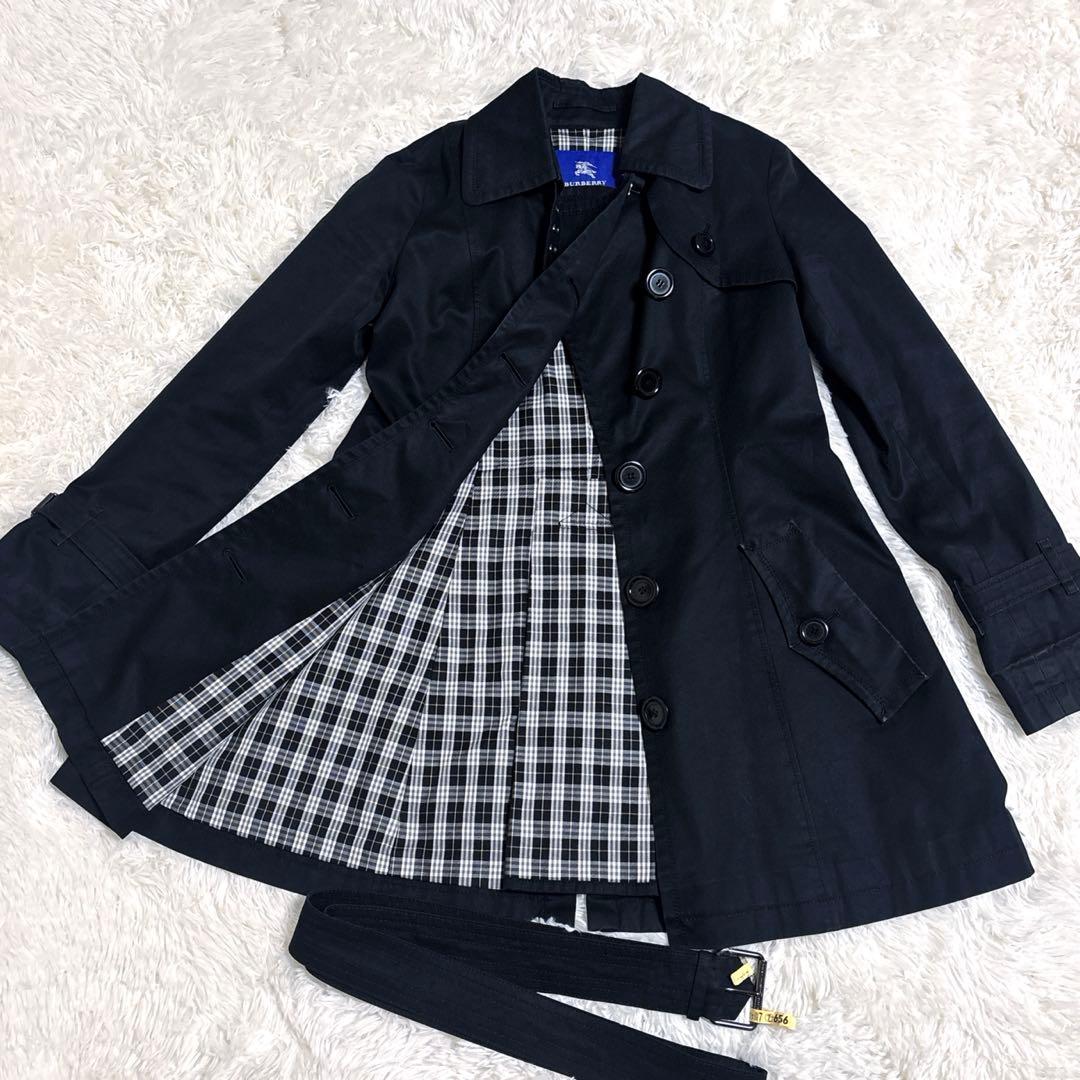 ✨バーバリーロンドン ブルーレーベル トレンチコート Mサイズ 黒ノバチェック柄