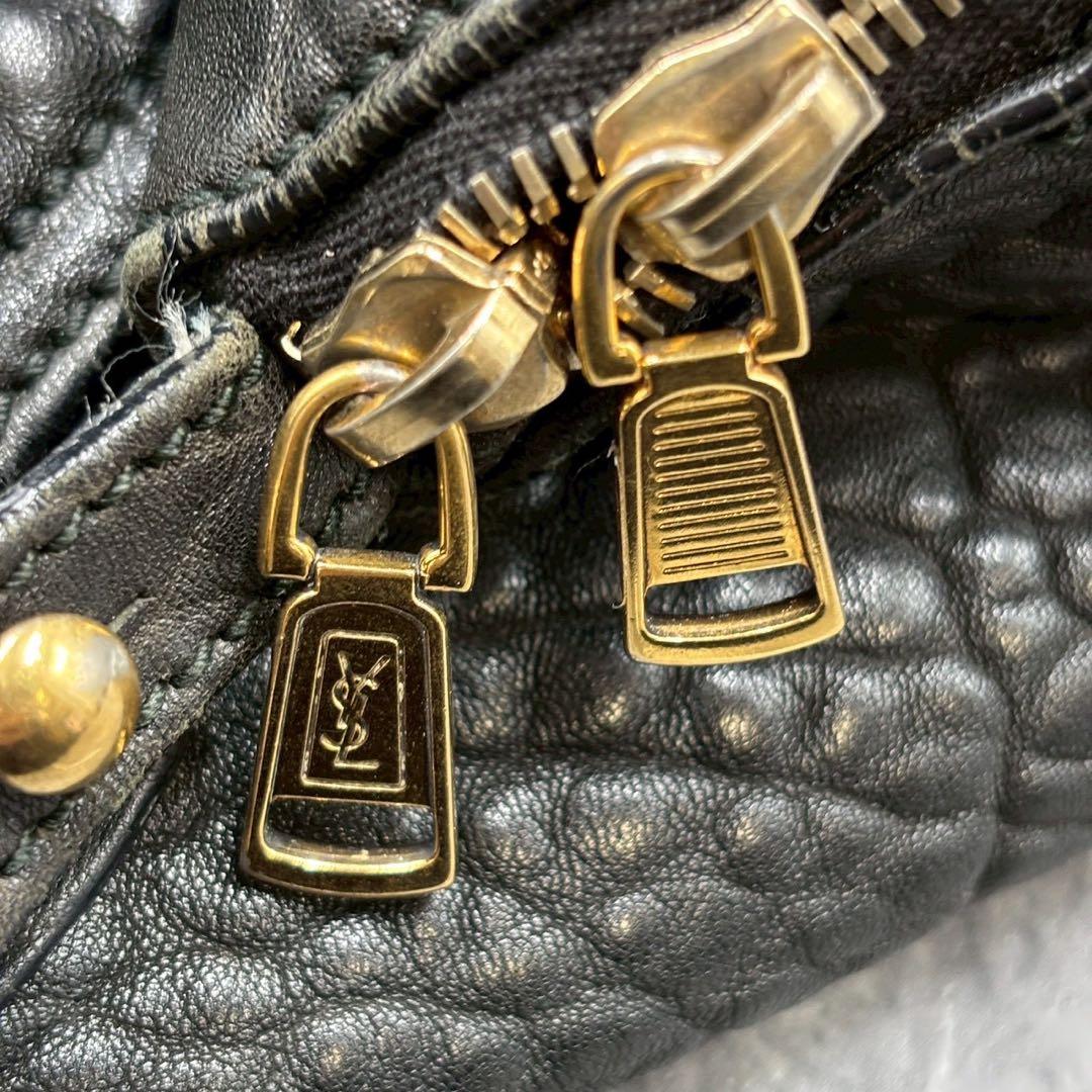 【希少XL】イヴサンローラン イージー ボストンバッグ シボ革 ブラック YSL