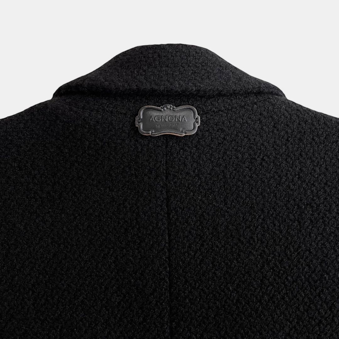 AGNONA カシミヤ ブラックツイード 2Bジャケット 50 アニオナ MEN