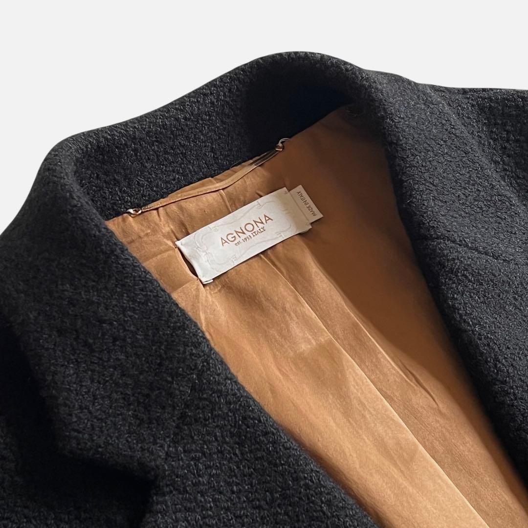 AGNONA カシミヤ ブラックツイード 2Bジャケット 50 アニオナ MEN