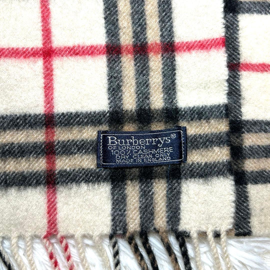 Burberry ノバチェック　カシミヤ100マフラー　白