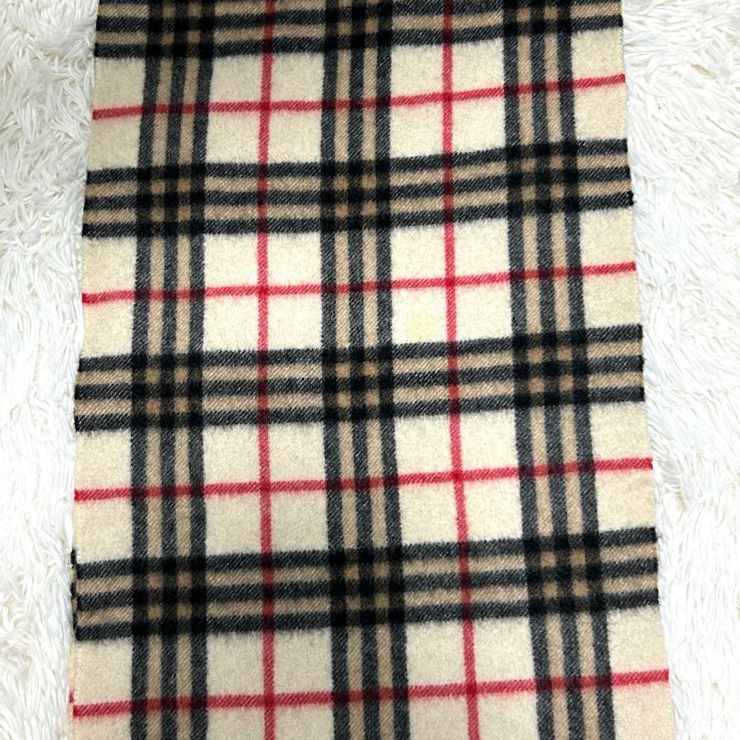 Burberry ノバチェック　カシミヤ100マフラー　白
