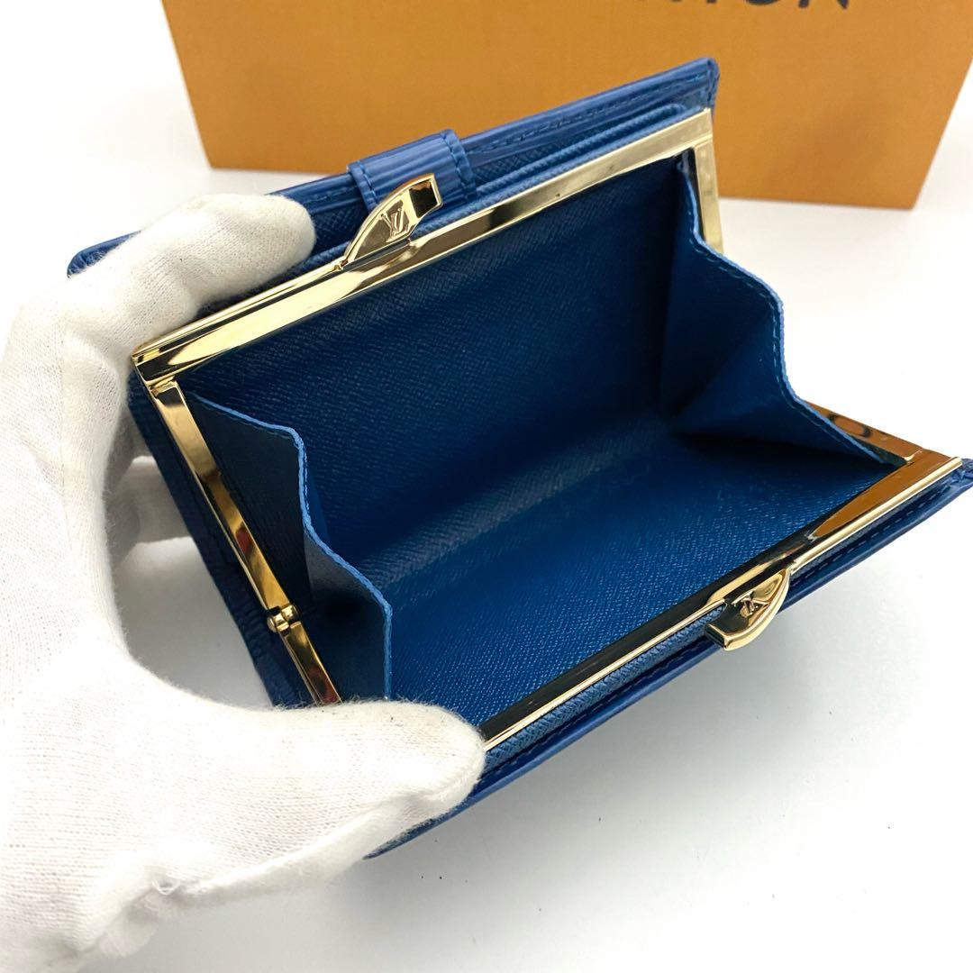 保管品　ルイヴィトン　エピ　ヴィエノワ　がま口財布　ブルー