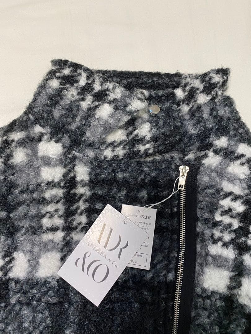【新品未使用】ANDREA&Co. ボアコート　ロングコート　チェックブラック