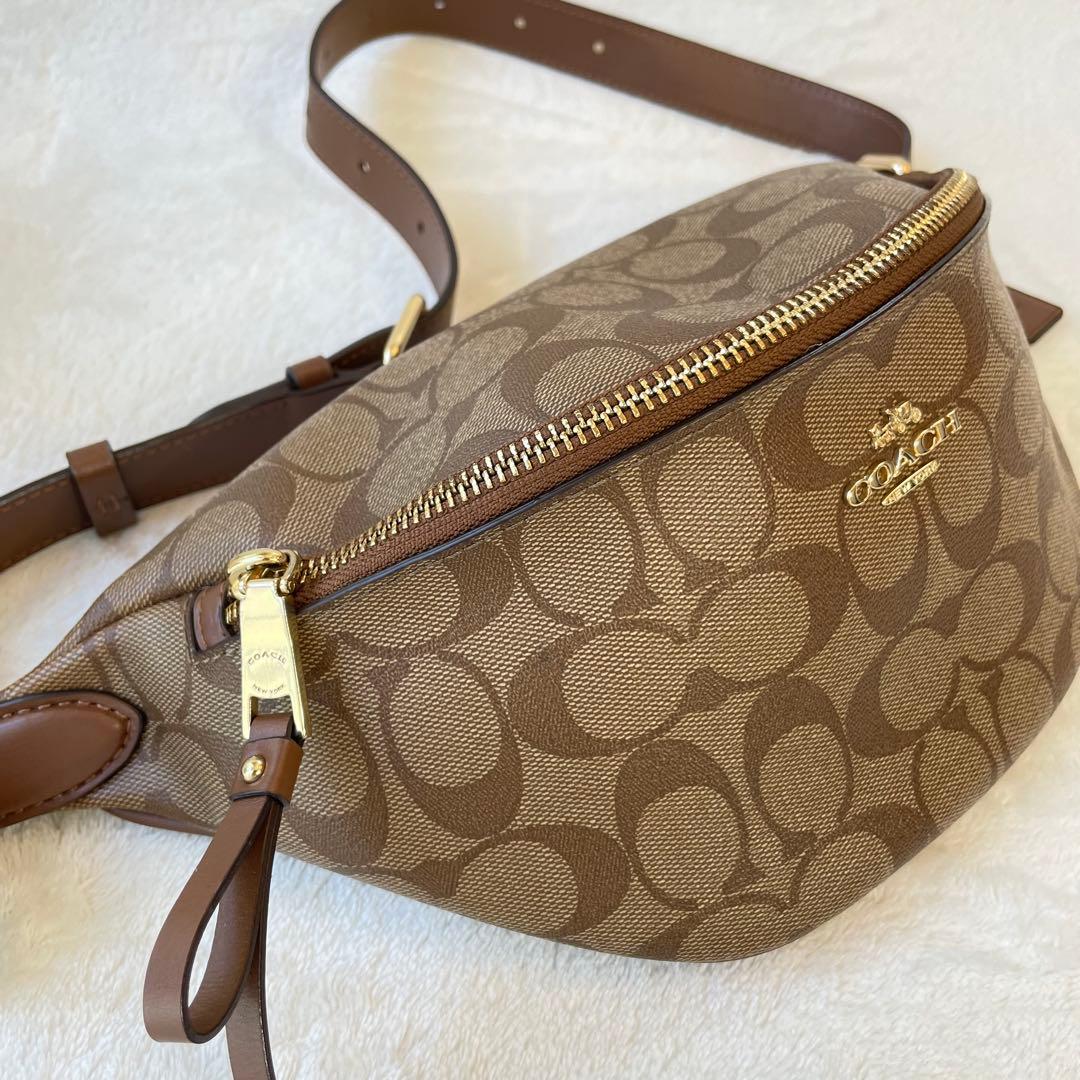 【美品】COACH　ブラウン　レザー　PVC　ボディバッグ　ウエストポーチ