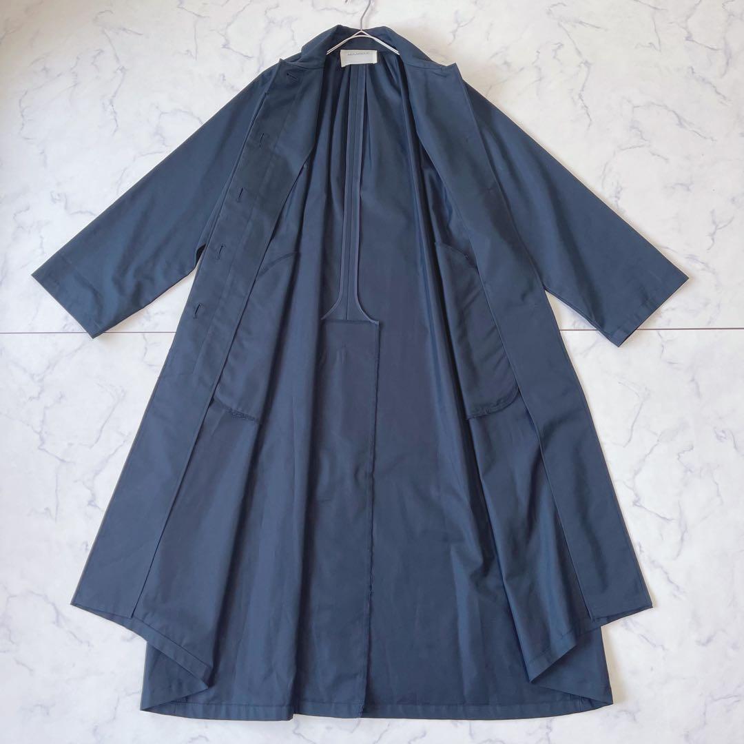 【美品】MIDIUMISOLID ボリューム ロングトレンチコート ネイビー