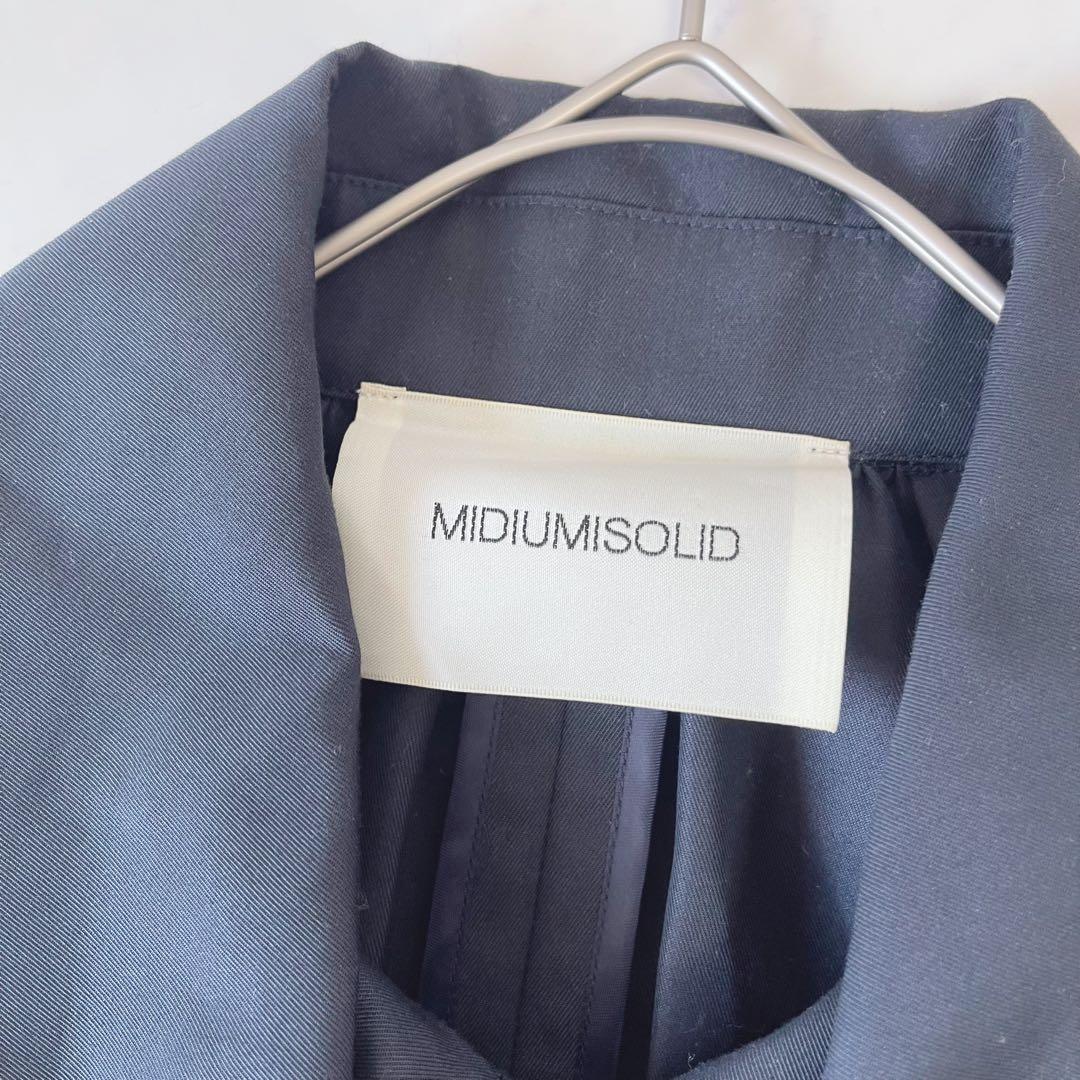 【美品】MIDIUMISOLID ボリューム ロングトレンチコート ネイビー