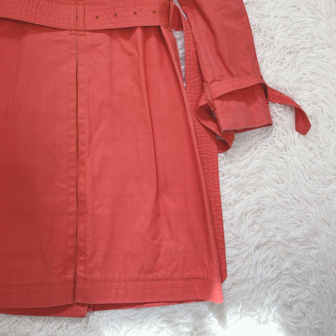 COACH トレンチコート 裏地チェック ベルト付 サーモンピンク 春コート