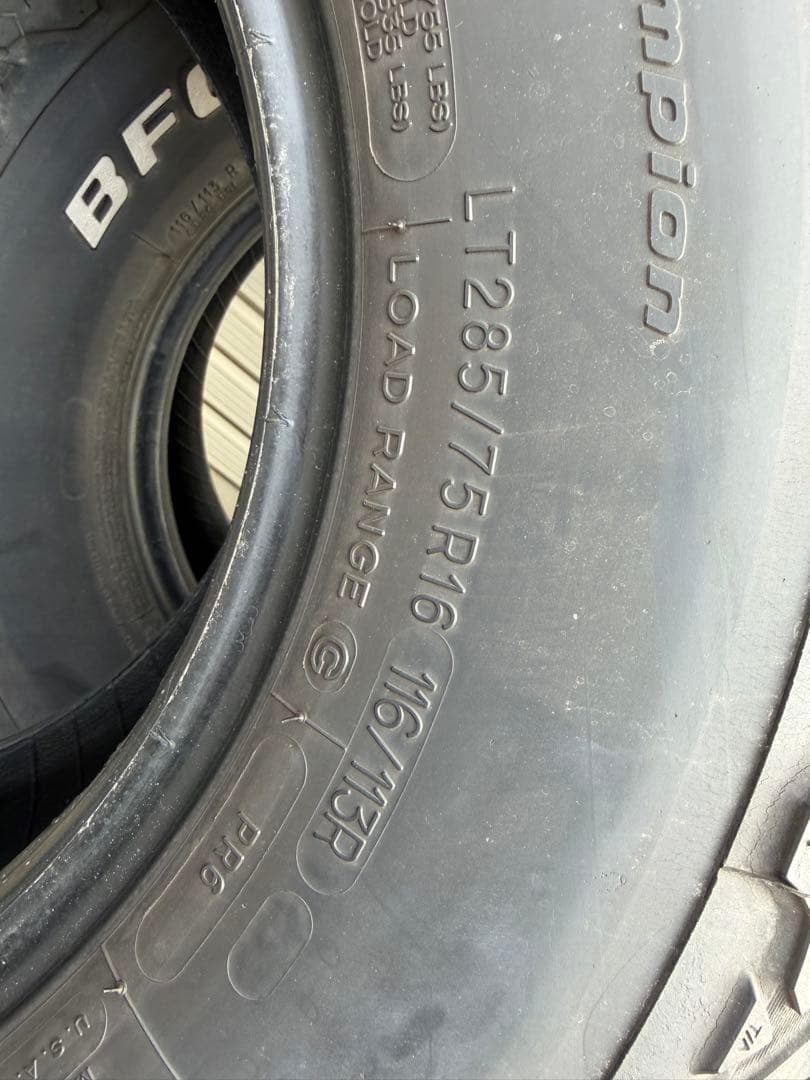 285/75r16 BFGoodrich 中古　引き取り限定　2019製造　愛知