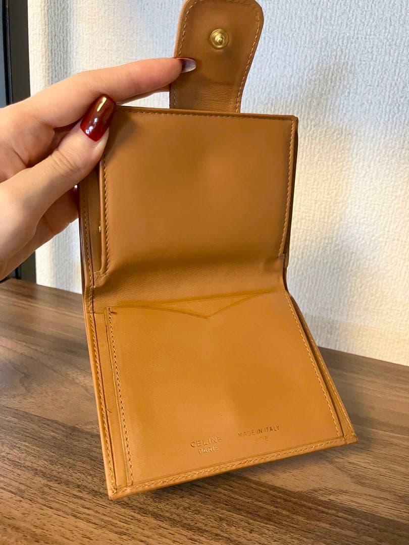 美品　セリーヌ　CELINE 二つ折り財布　トリオンフ マカダム がま口　レザー