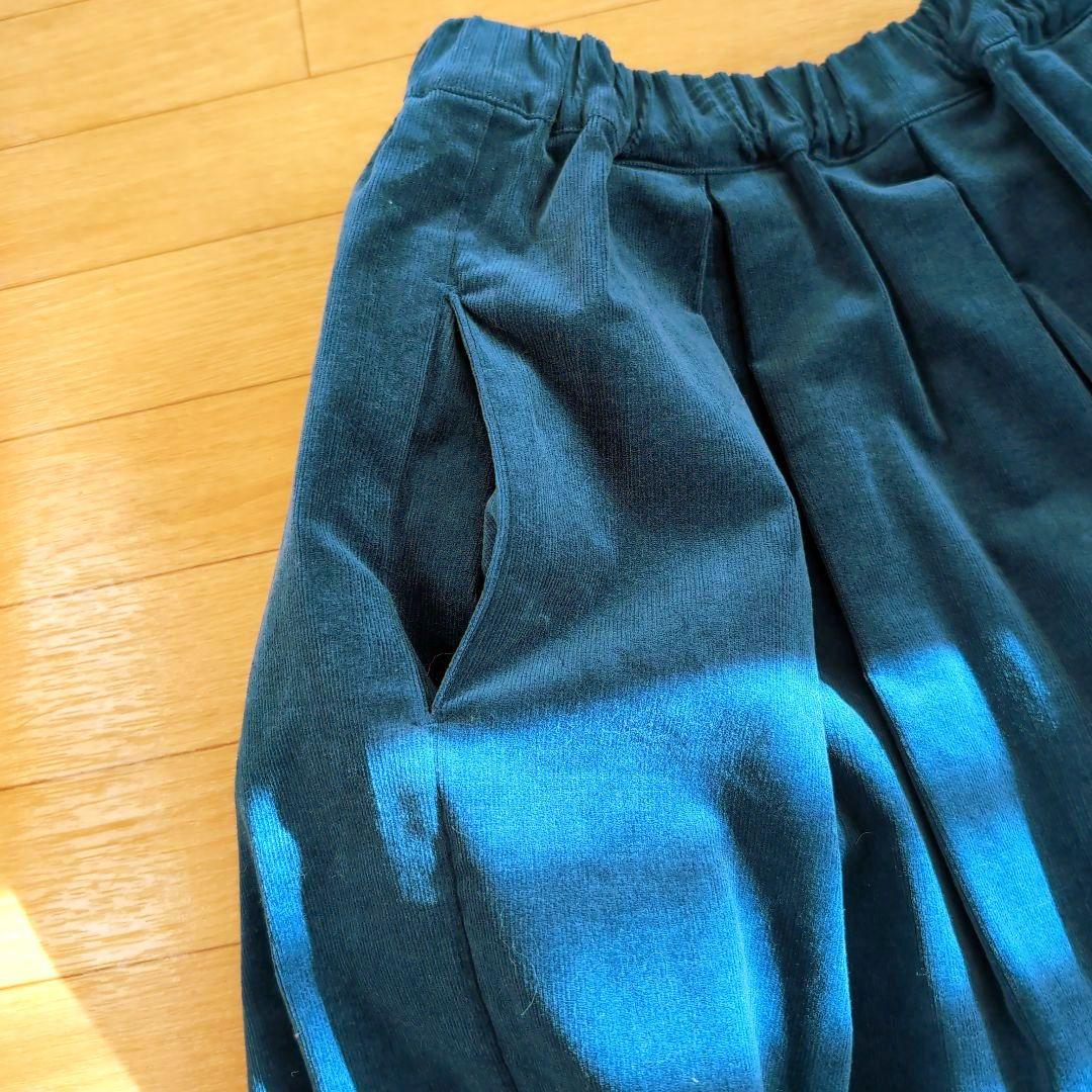 作家RATAさん M〜3Lふんわり広がる大人スカート コーデュロイブルー