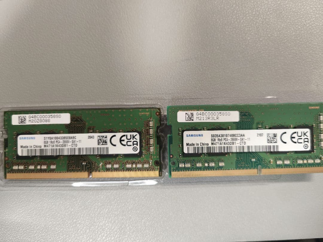Samsung 8GBx2枚 DDR4 PC4-21300, SODIMM