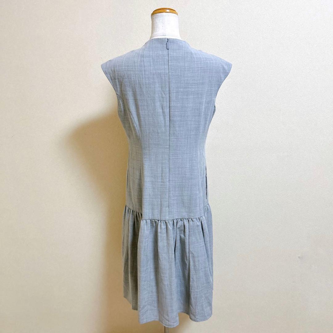 美品 Rene 2wayストレッチ ワンピース ロゴパール刺繍 グレー