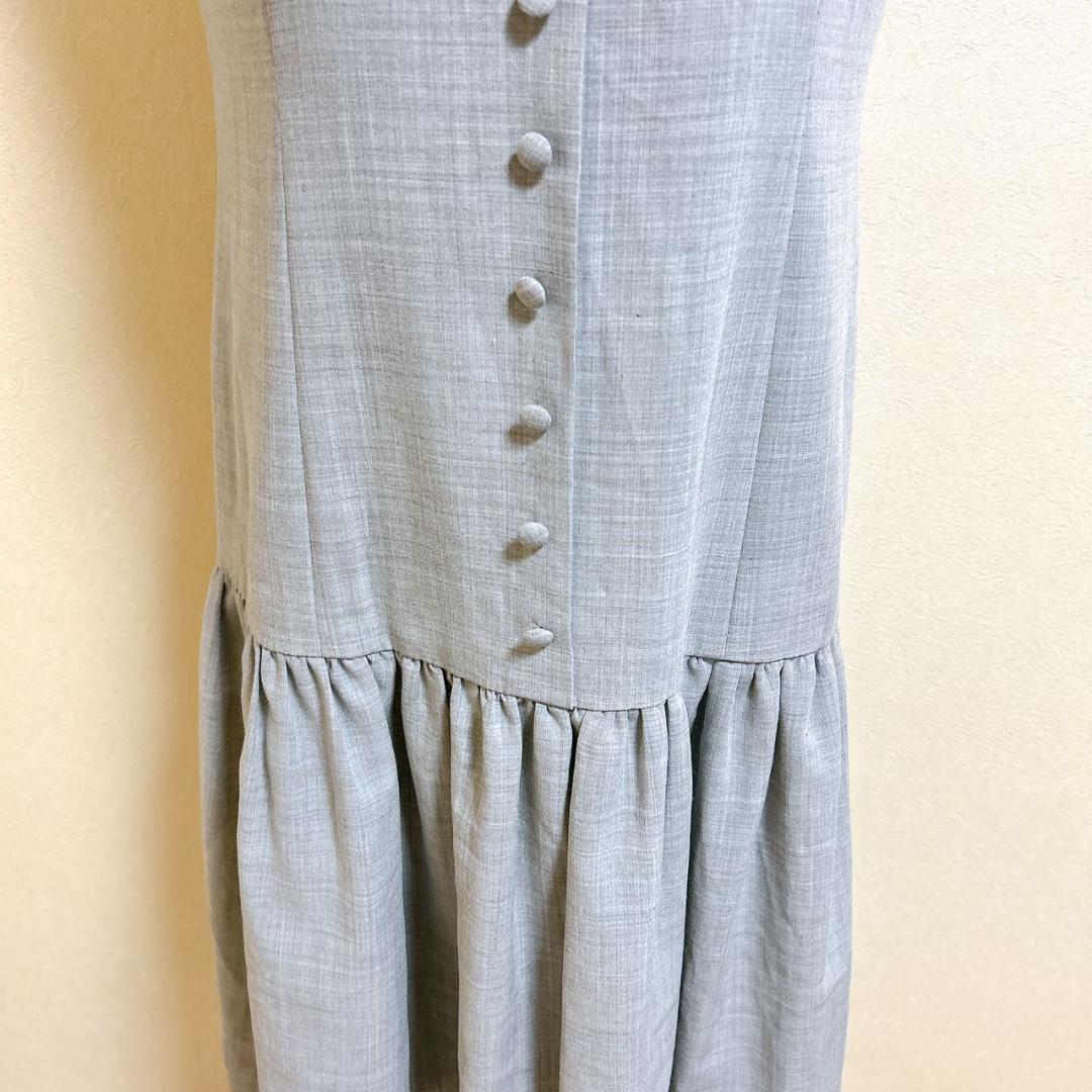 美品 Rene 2wayストレッチ ワンピース ロゴパール刺繍 グレー