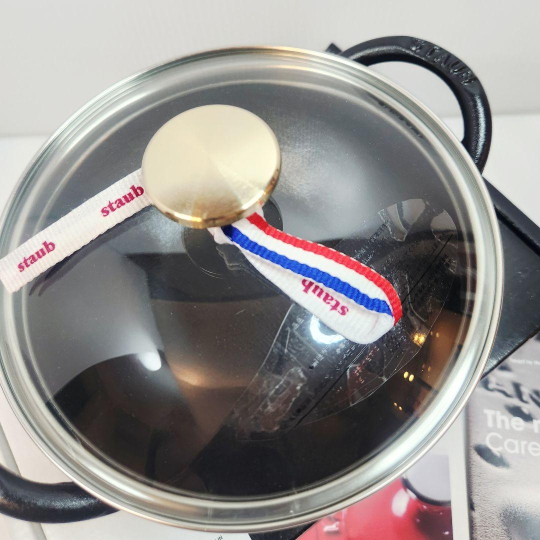 【フォロワー様引5%済】Staub ベビー ウォック 16 ブラック 真鍮ツマミ