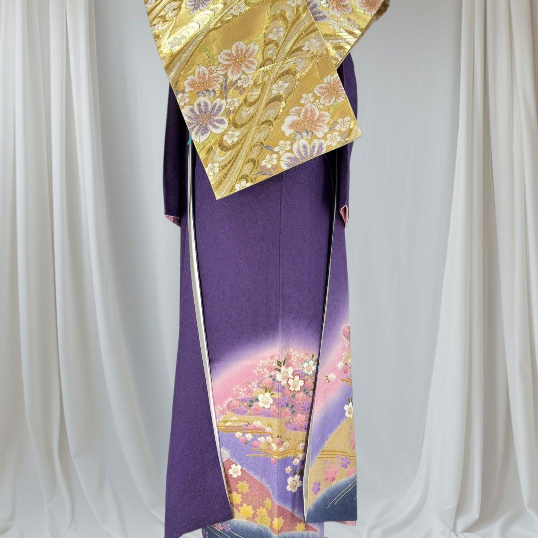 逸品 振袖7点フルセット 京都きもの友禅　桜紋様　成人式　卒業式　結婚式　正絹