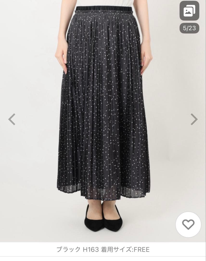今季タグ付新品☆SLOBE IENA プリーツスカート 黒 ドット柄