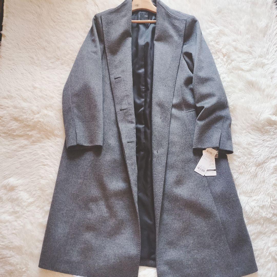 23区タグ付き　ウールカシミヤ　スタンドカラーコート48