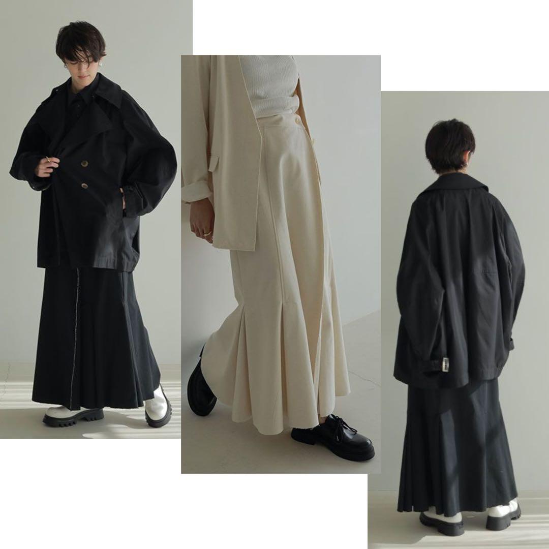 美品 ETRÉ TOKYO ボンディングマーメイドスカート M 黒 立体タック