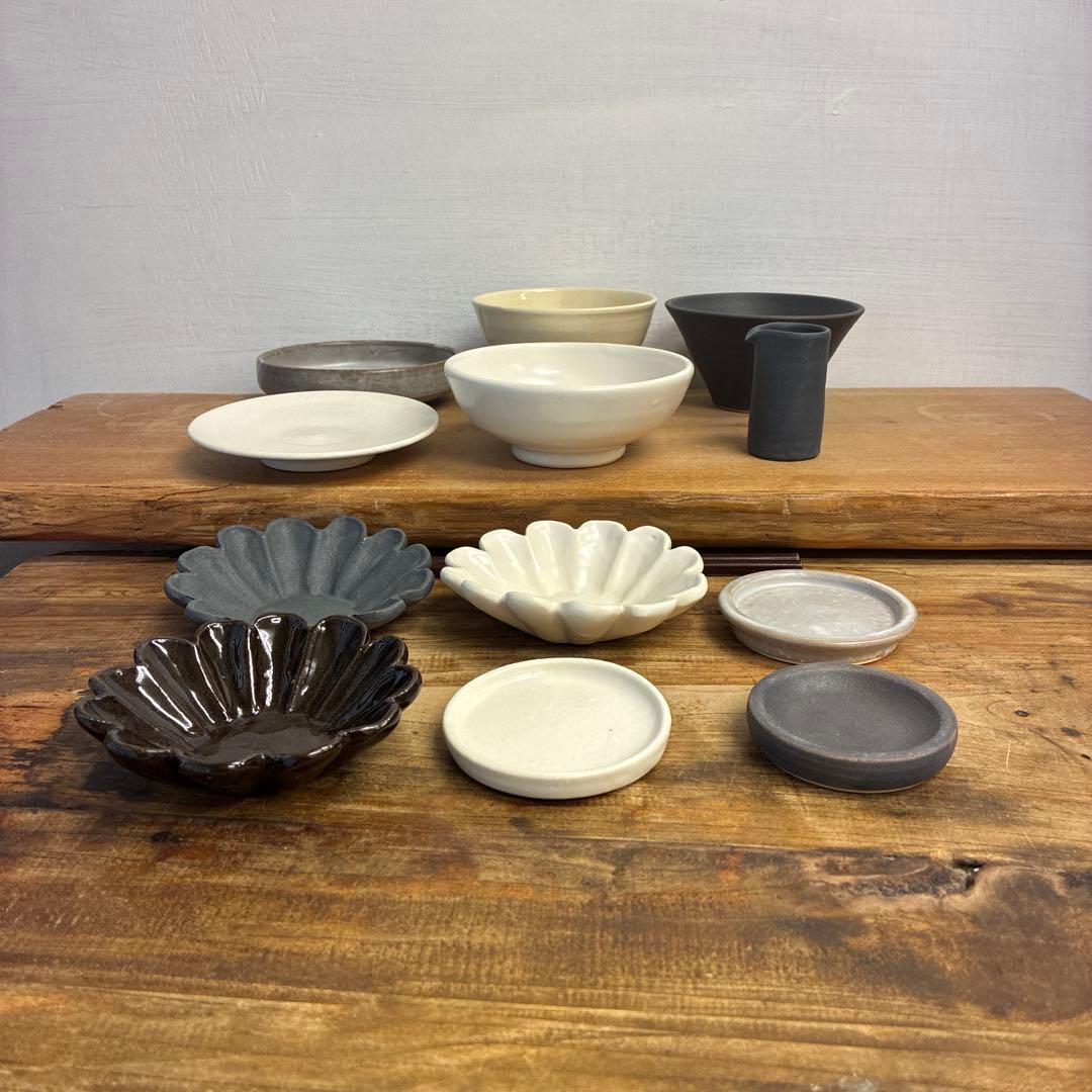 みかん新品　陶器　陶芸作家　豆皿12個 425