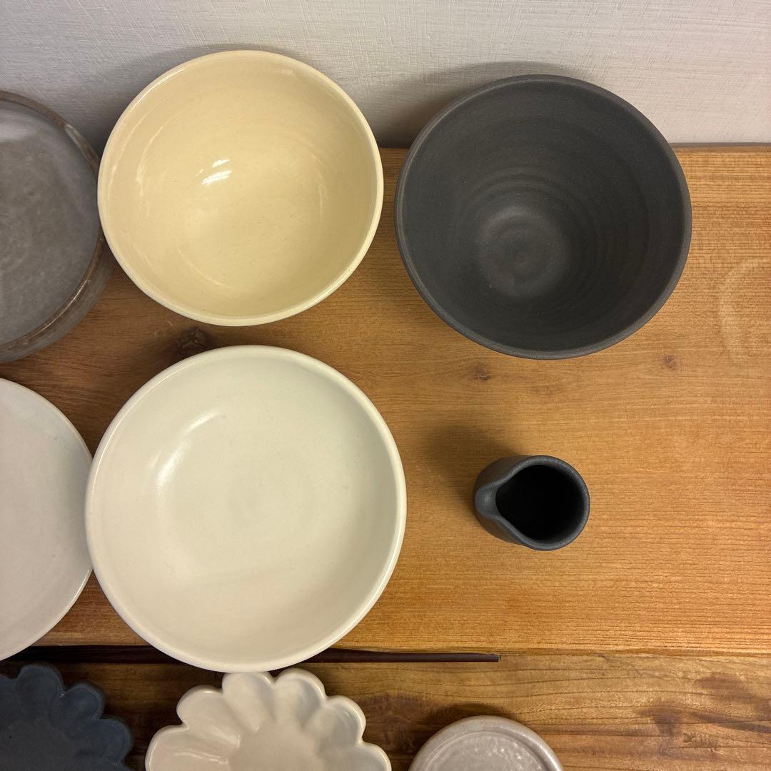みかん新品　陶器　陶芸作家　豆皿12個 425