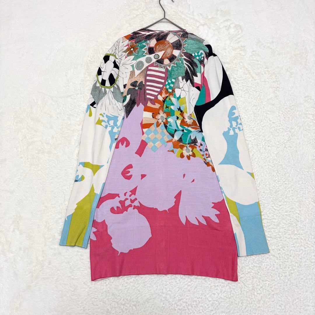 【ETRO エトロ】ロングカーディガン 総柄 シルク混 イタリヤ製 マルチカラー