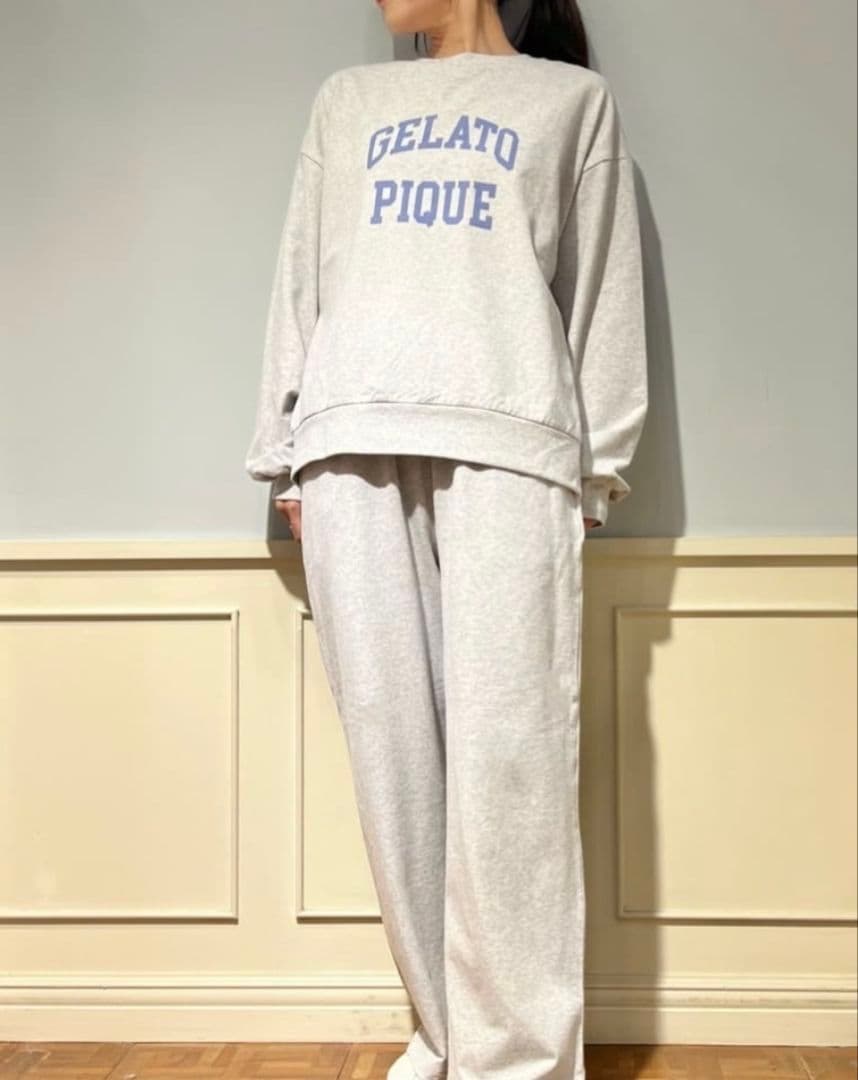 ジェラートピケ カレッジロングTシャツ+ロングパンツセット