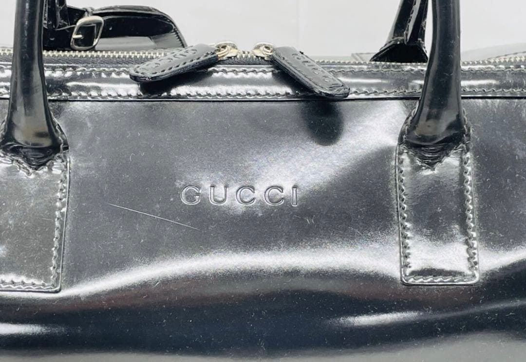 GUCCI ブラック レザー ボストンバッグ 旅行用バック グッチ