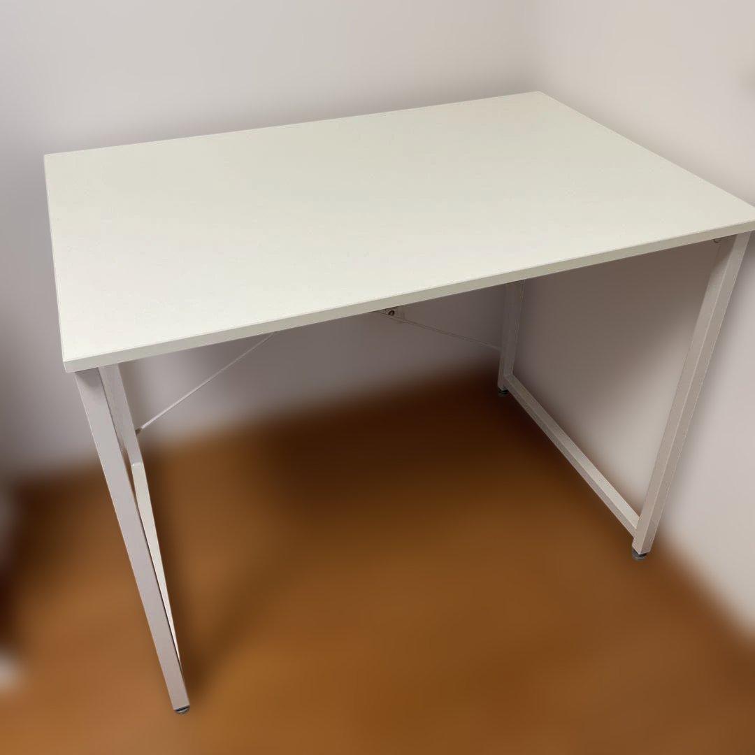 【美品】デスク 幅90cm 奥行60cm ホワイト 100-DESKF012