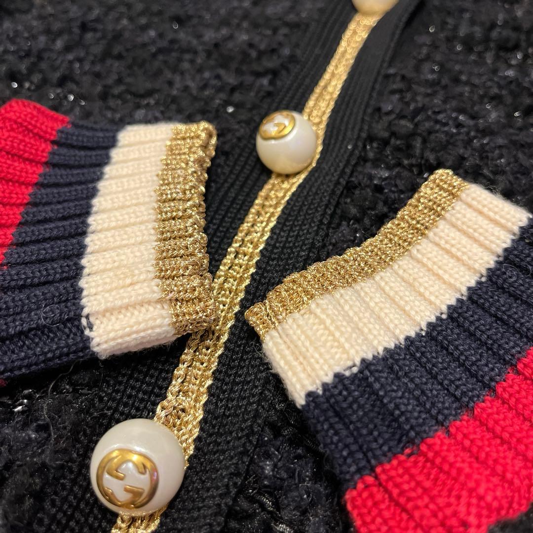 【安室奈美恵さんモデル】GUCCI ウェブライン　ラメ入りカーディガン　ブラック