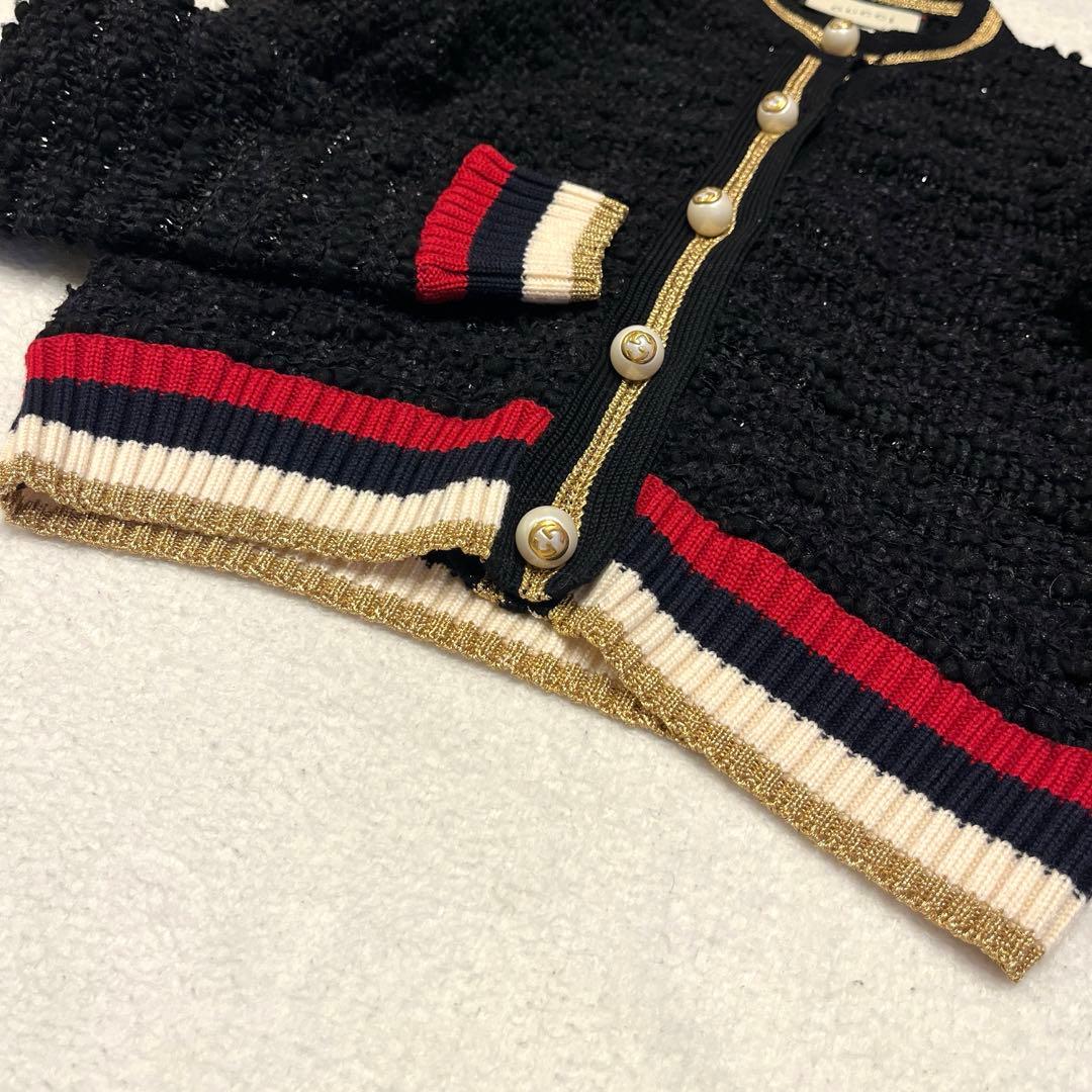 【安室奈美恵さんモデル】GUCCI ウェブライン　ラメ入りカーディガン　ブラック