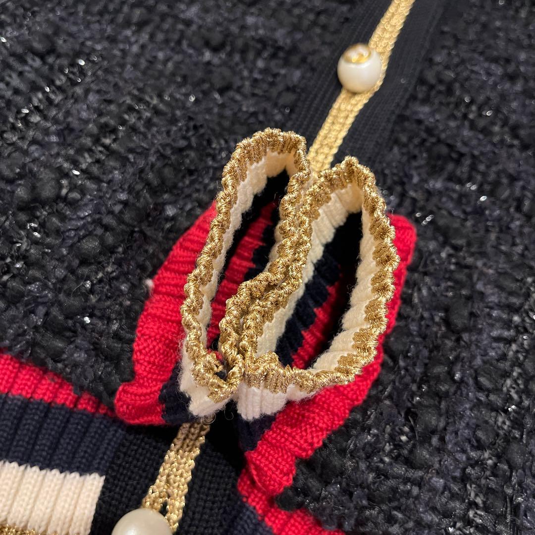 【安室奈美恵さんモデル】GUCCI ウェブライン　ラメ入りカーディガン　ブラック