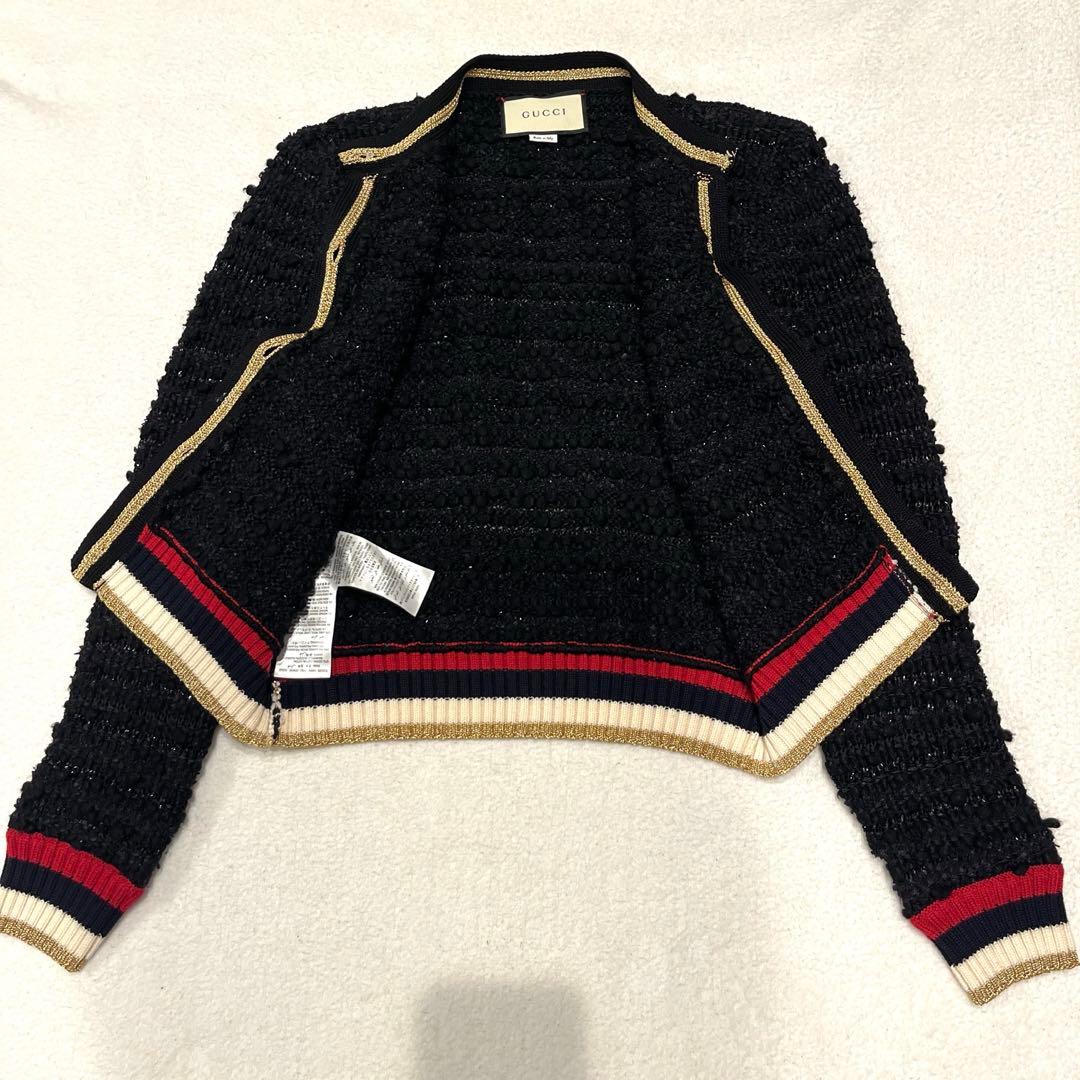 【安室奈美恵さんモデル】GUCCI ウェブライン　ラメ入りカーディガン　ブラック