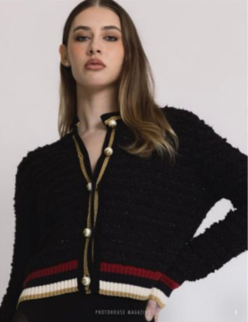 【安室奈美恵さんモデル】GUCCI ウェブライン　ラメ入りカーディガン　ブラック